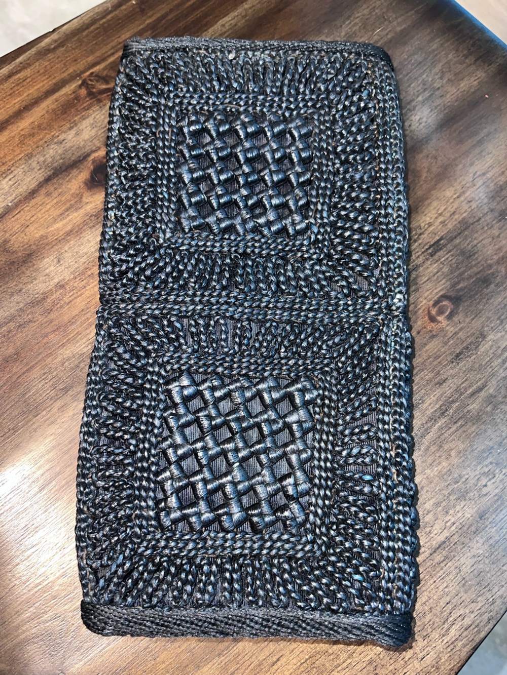 Vintage Maas Brothers Florida Woven Black Clutch Bag Made in Italy Boho - Picture 3 of 14
